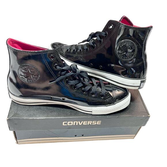 Converse Other - Converse All Star Chuck Black Patent Leather Men 9 Women 11 High Top 111131